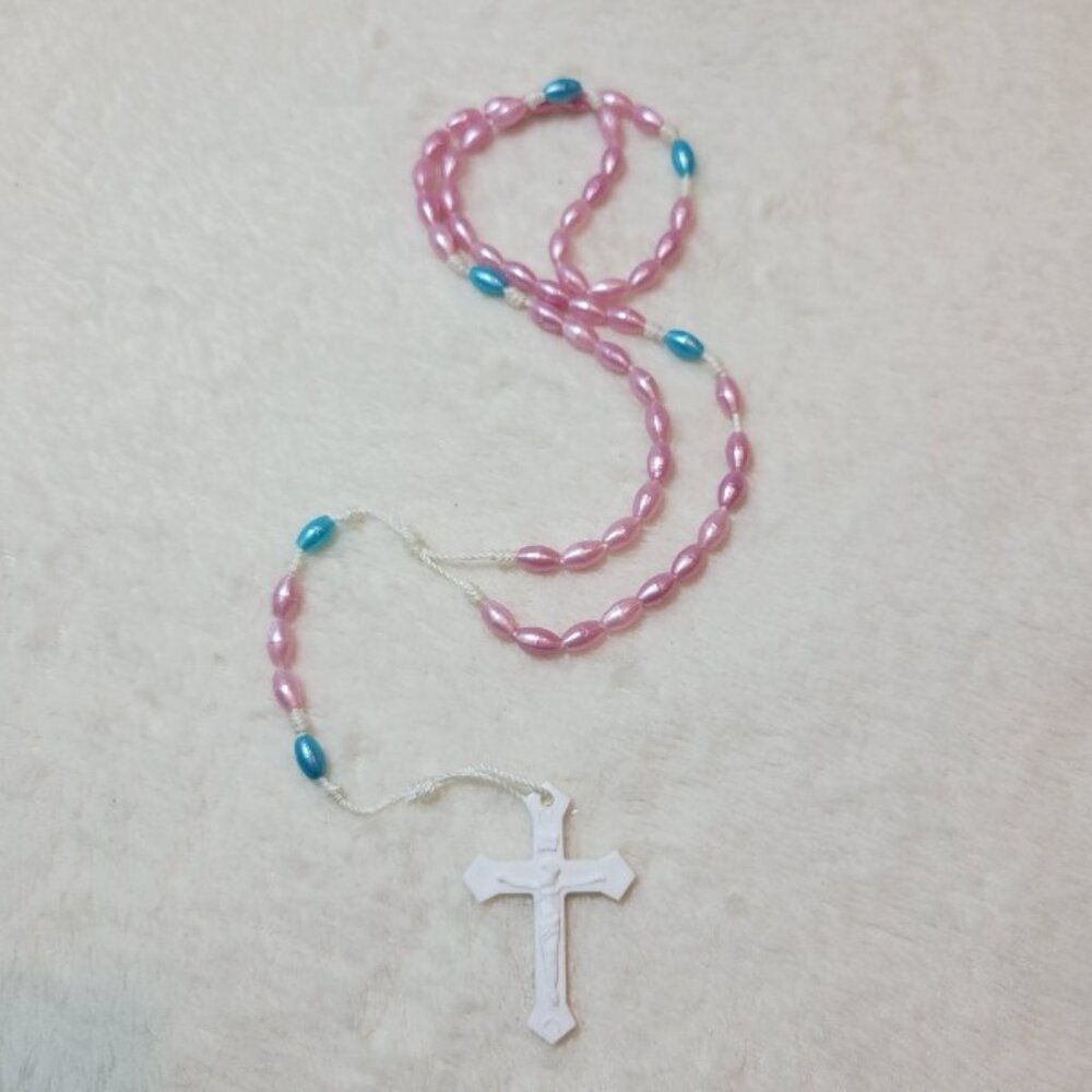 ✝️Cotton Candy Metallic Daily Unisex Religious 19" Catholic Rosary Prayer Beads✝